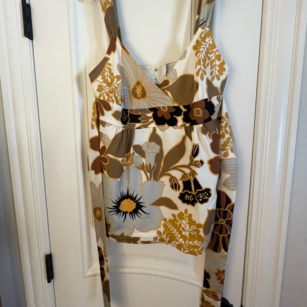 J. Crew Floral Mini Dress in Cream and Brown